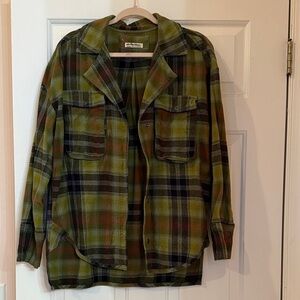 We The Free Plaid Button-Up Blouse - Green, Black, Red